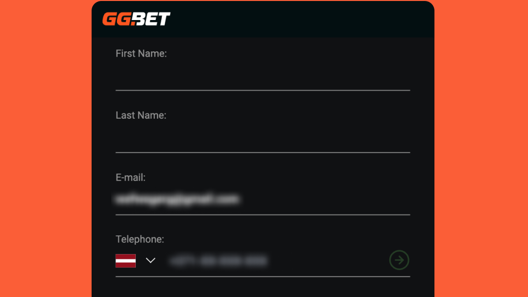 GGBet Kazino - Reģistrācija - solis 3