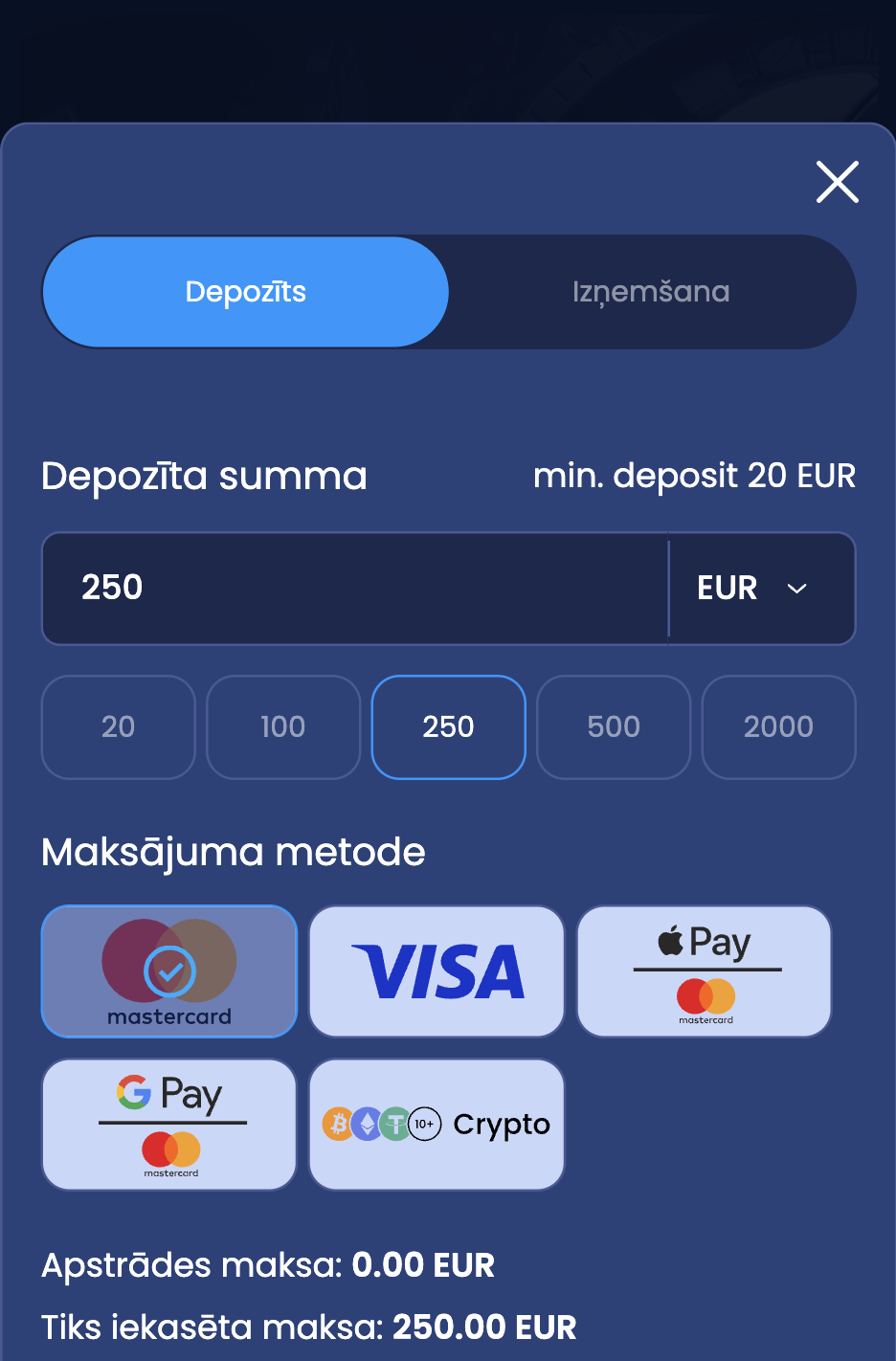 Veiciet iemaksu un sāciet spēlēt