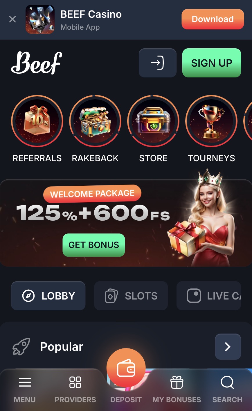 Beef Casino registracija 1