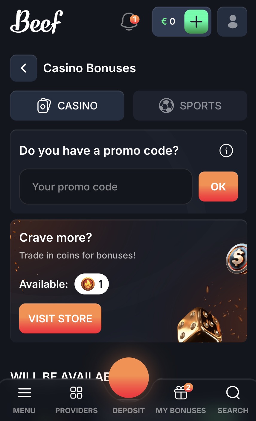 Beef Casino registracija 5
