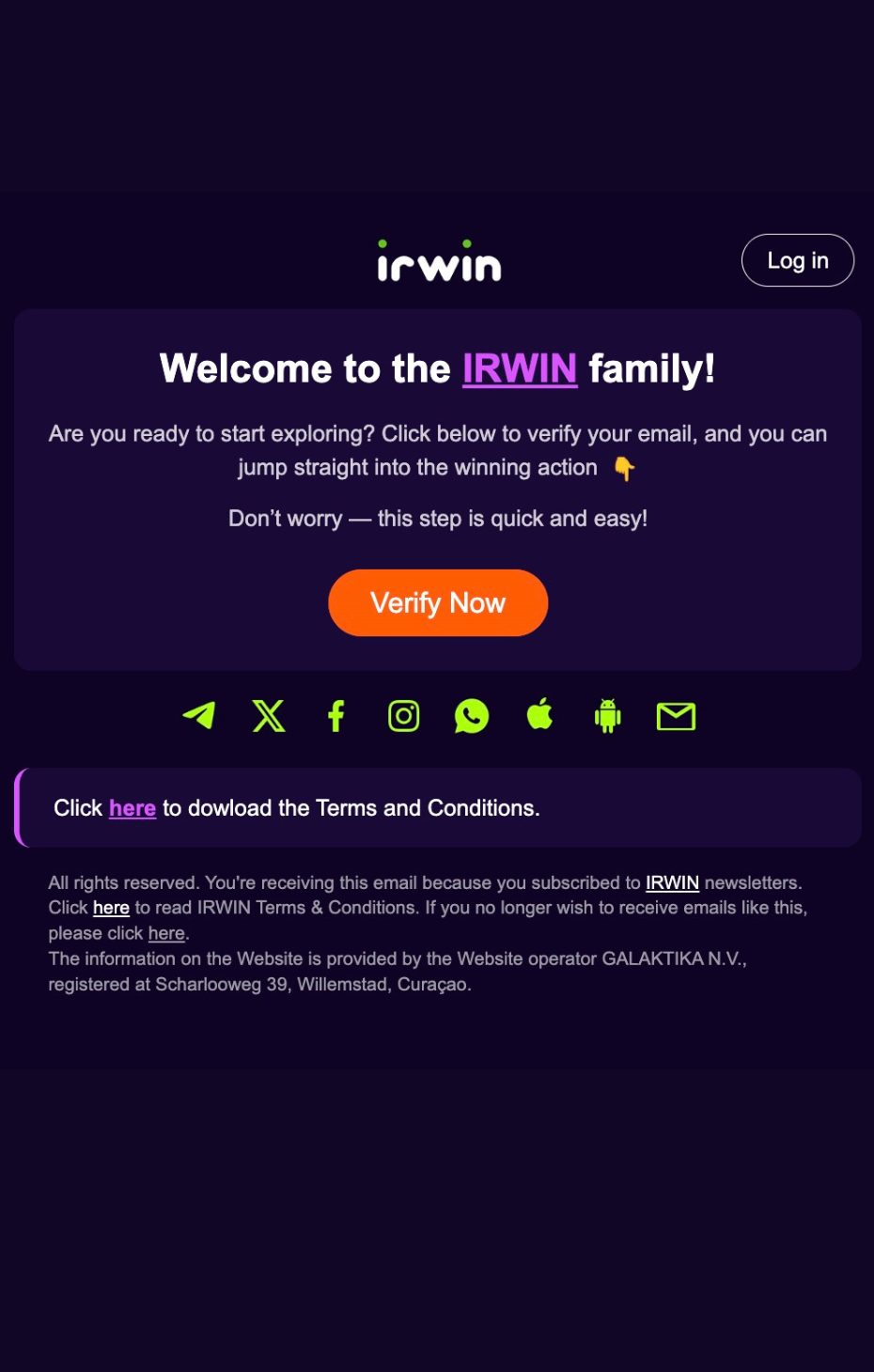 Irwin reģistrācijas solis 3