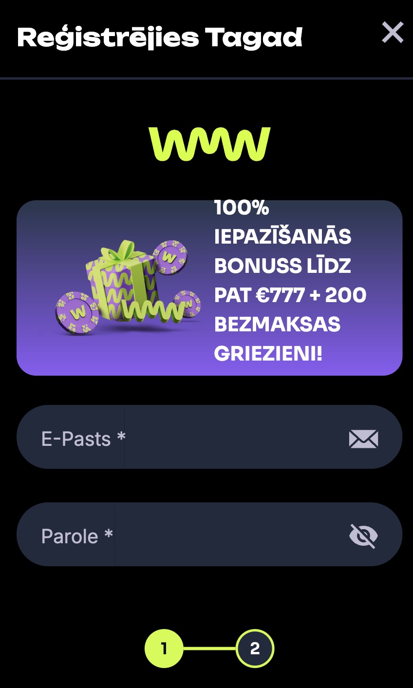 Watch Me Win reģistrācija 2