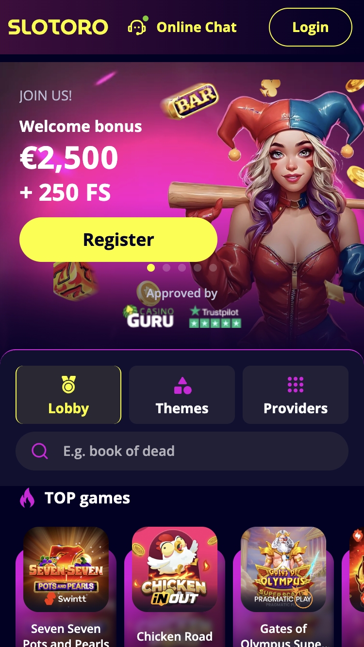 Slotoro Kazino reģistrācija 1