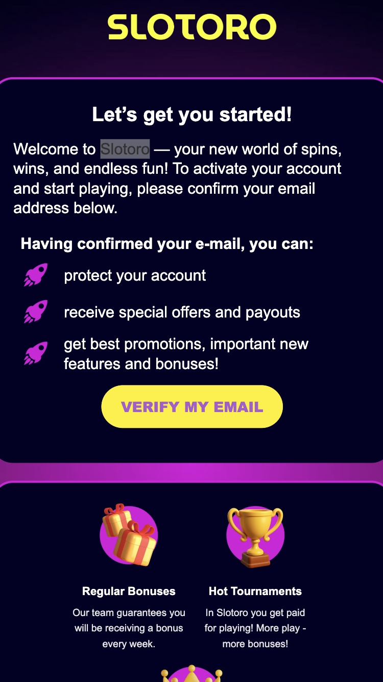 Slotoro Kazino reģistrācija 4